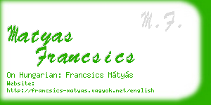 matyas francsics business card